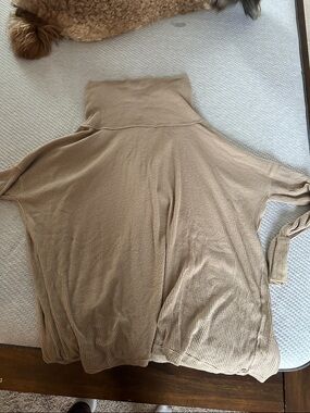 Free People Beige Ribbed Turtleneck sweater